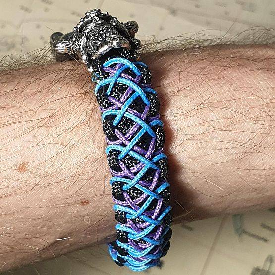 Bransoletka Viking Skull Dark Stitched grafika